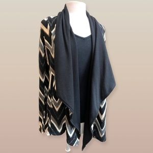 Caramela Made in USA Zigzag Cardigan Sweater Black Gray Beige